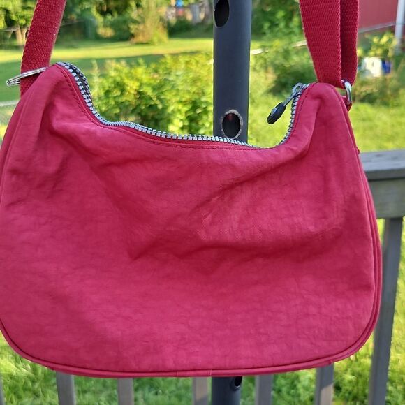 Kipling Pinkish-Red Crossbody Bag with Adjustable Strap & Monkey Keychain - Picture 8 of 8